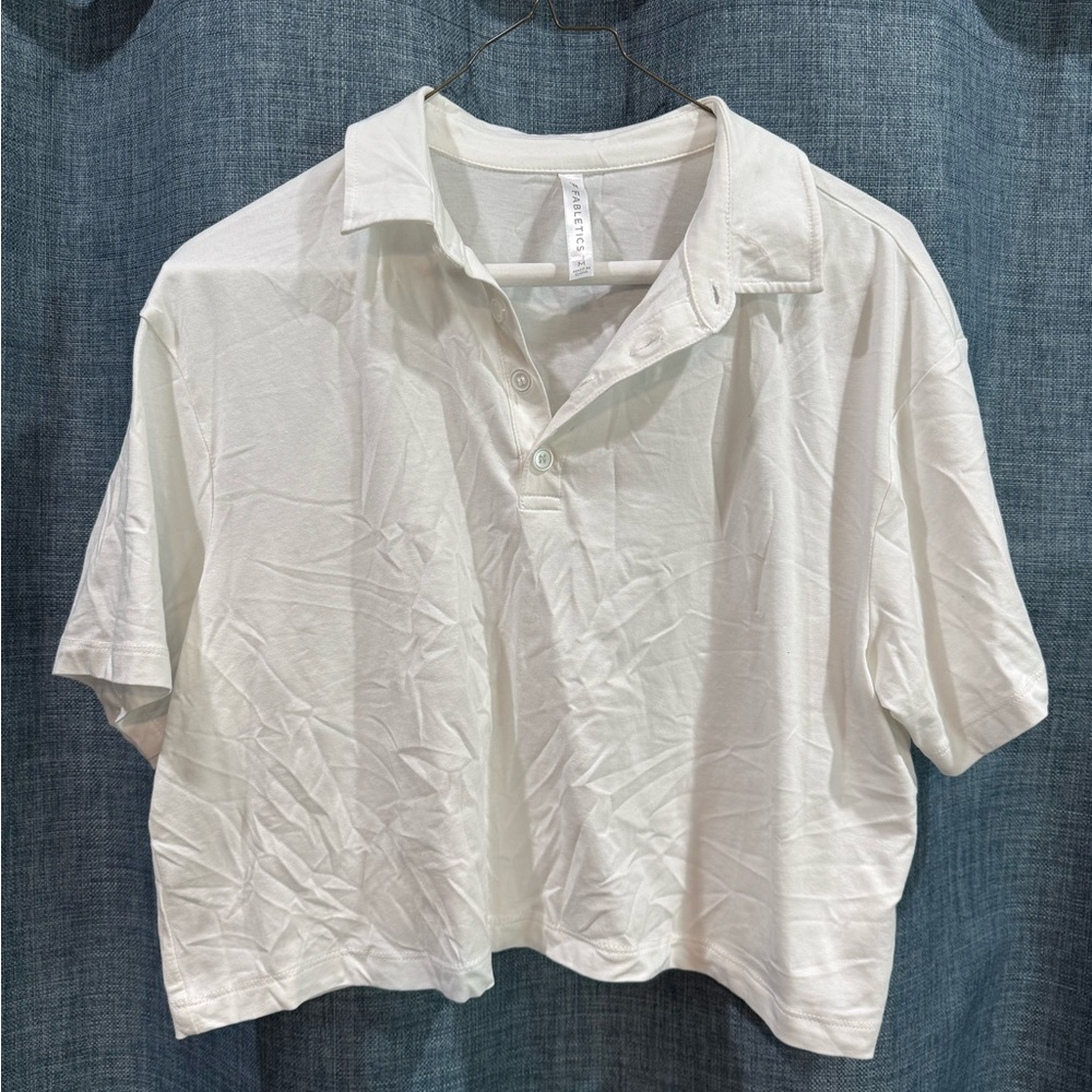 Fabletics White Cropped Polo Shirt